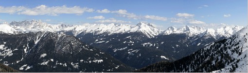 Dolomite - Marmolada on left,View from Val di Fiemme,Italy26th March 2009 