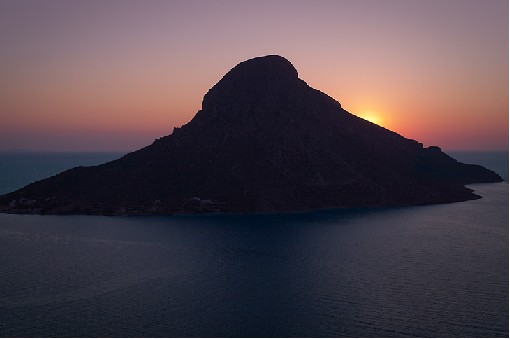 Telendos I. - Telendos Isl., view from Kalymnos Isl. at 6:30 PM,26th June 2010, Greece