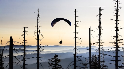 Paraglider - Beskydy Mts., view from Mt.Lysa, Czech rep., 27th December 2007